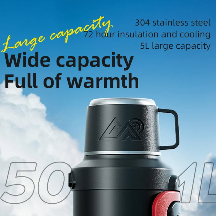 Stainless Steel Insulated Water Bottle with Handle Outdoor Portable Large Capacity Thermos Bottle,Keep Hot and Cold for 72H